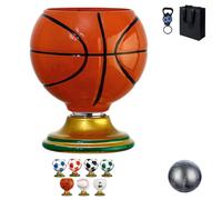 Ruileyou Vaso giratorio con forma de pelota de fútbol, vaso de cerveza de trofeo de la Copa del Mundo de 10 onzas con base dorada, vaso de cerveza de fútbol con giro de 360° para jugo, cóctel, amante