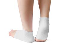 Ruilogod 1 par de manga de punta abierta Exfoliadora Hidratante Secar Skin Care Silicone Gel Tacón Calcetines blancopuro