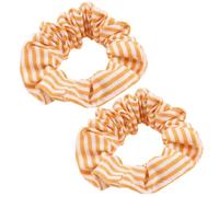 Ruilogod 2 PCS blancopuro Patrón Patrón Elástico Cabello Elástico Bandas de cola de caballo Naranja para damas