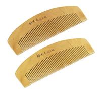 Ruilogod 2 PCS Señora cuidado del cabello principal doble peine de púas de madera 5.4" Longitud