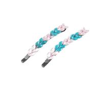 Ruilogod 2 PCS TEAL PINK PLÁSTICO PLÁSTICO RHINY RHINESTONE Decoración Aleación Bobby Pin para damas (id: 2ab 404 695 373 5d7