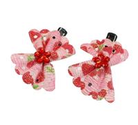 Ruilogod 2 Uds Lady Red Facetado Bead Floral Bowknot Detallando Alligator Pinza de pelo Negro (id:8f aac 5b 298 c84