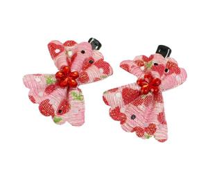 Ruilogod 2 Uds Lady Red Facetado Bead Floral Bowknot Detallando Alligator Pinza de pelo Negro (id:8f aac 5b 298 c84