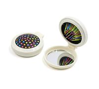 Ruilogod 2 unids blanco plegable mini portátil bolsillo cepillo de pelo peine con espejo viaje maquillaje conjunto