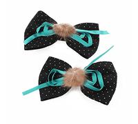 Ruilogod 2 unids cinta puntos bowknot decoración pasador cocodrilo pelo clip negro (id:6b 10a f8 b82 2a3