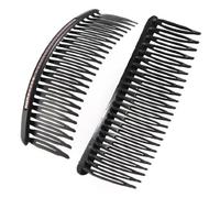 Ruilogod 2 unids negro brillante hoja con incrustaciones de plástico peine pasador de pelo Clip para las mujeres (id:1f 8f2 0d fb4 618