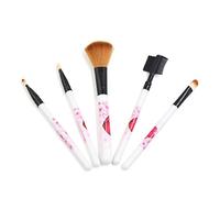 Ruilogod 5 en 1 con mango de patrón de corazón para sombra de ojos, rubor, labial, kit de maquillaje, color blanco y rosa (id: 82b f23 238 86a 118)