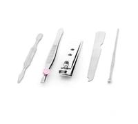 Ruilogod 5 en 1 Metal Ear Stick Nail Clippers Manicure Cuticle Trimmer Herramientas de herramientas