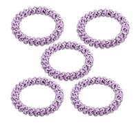 Ruilogod 5 PCS Leopard Imprimir Línea de teléfono púrpura elástica Portátil Portátil