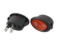 Ruilogod 5pcs x AC 6A / 250V 10A / 125V SPST ON-OFF Oval Boat Rocker Switch Botón rojo 2 Poste