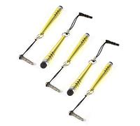Ruilogod 6 PCS Gold Tone Alloy Stylus Pantalla táctil W 3.5mm Puerto de Polvo para teléfono móvil