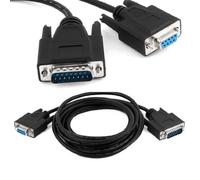 Ruilogod 9.8FT 3 metros RS232 Serial DB9 9-PINS hembra a DB15 Cable PLC masculino