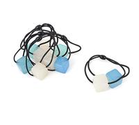 Ruilogod Azul Beige Cuadrado Bead Decor Stertchy Hair Tie Ponytail Holder 5 unids (id:40 252 37 964 7bd