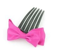 Ruilogod Black Fuchsia plástico doble bowknot decoración Peine de clip de pelo para dama