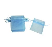 Ruilogod Bolsas de regalo de boda de organza con cordón 4 pulgadas x 3 pulgadas 10pcs azul claro
