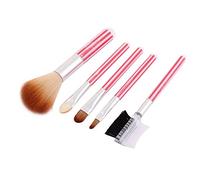 Ruilogod Brocha para sombra de ojos en polvo con patrón de rayas, 5 en 1, color rosa (id: 3bd 6cc 2a2 b3f 14f
