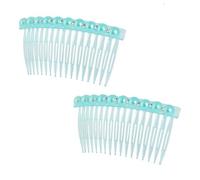 Ruilogod Chica imitación perla diamantes de imitación Decoración 17 dientes Pein Peine Peine Cabello azul 2pcs (id: 1f1 b14 049 6b1 7f9