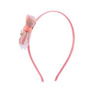 Ruilogod Chicas Bowknot Decoración Coral Pink Polyester Recubierto Slim Head Band Hoop Hoop