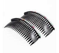 Ruilogod Coloridas frutas imprimen la abrazadera de peine de peinado de plástico negro 2 PCS para Lady Girls