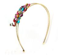 Ruilogod Coloridos pernos prisioneros facetados adorno en forma de pavo real doble fila espiral alambre aro de pelo (id:37 b00 17 d83 d37