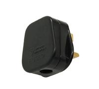 Ruilogod Conector de adaptador de corriente de plástico negro Conector AC 250V UK enchufe