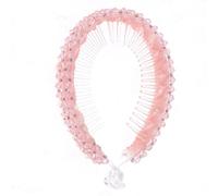 Ruilogod Cuentas facetadas trenzadas rosadas recubiertas recubiertas de plástico de plástico de plástico de plástico para dama