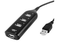 Ruilogod Cuento de Divisor de 4 Puertos de Alta Velocidad USB 2.0 Negro para PC portátil portátil