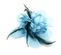 Ruilogod Dama luz azul red flor detalle pluma decoración pelo pelo horquilla