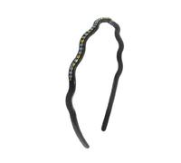 Ruilogod Damas Light Blue Rhinestones Decoración Black Plastic Head Band Hairband