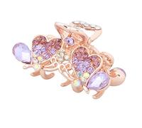 Ruilogod Decoración de diamantes de imitación de metal para mujer, adorno de mariposa brillante con 5 primaveras, color morado (id: d90 02b 231 302 1ad