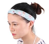 Ruilogod Diadema turbante de gasa con patrón de flores, color azul claro, con lazos trenzados (id: 01f 0be 95f f34 4c7)