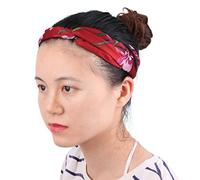 Ruilogod Diadema turbante de gasa con patrón de flores de color burdeos con lazos trenzados (id: 35c 3d7 4b7 cbe a3b