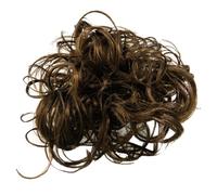 Ruilogod El pelo sintético marrón brillante maquillaje el bollo de la hendedora rizada para la señora