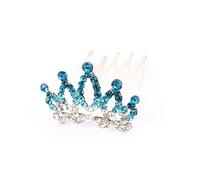 Ruilogod Faux Rhinestone nupcial pelo corona peine clip tono plateado azul (id:bb be2 5b 4f0 ee9