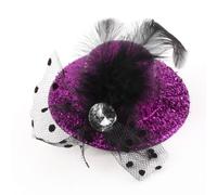 Ruilogod Fiesta de las mujeres Faux Crystal Mesh Bowknot Detalle de la cubierta de oropel Diseño Sombrero de cocodrilo Clip de pelo fucsia (id:af 84e df 4fd 714