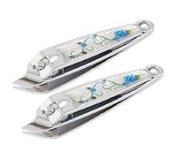 Ruilogod Flor Pattern Metal Manicure Nail File Cutter Clippers 2 PCS