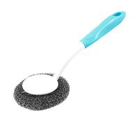 Ruilogod Grip de plástico gris espiral de acero bola de alambre limpieza limpieza azul cepillo