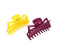Ruilogod Herramienta de peluquería de clip de pelo de garra cargada con resorte de plástico 2 unids amarillo rojo (id:6b 428 8b e9b 9d5