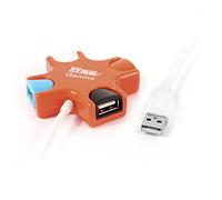 Ruilogod HI-Speed 480Mbps 4 Puertos USB 2.0 Splitter Hub Orange para computadora PC