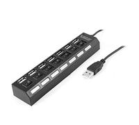 Ruilogod INDICADOR LED Azul Switch 7 Puertos 480Mbps USB 2.0 Hub Black