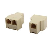 Ruilogod Inicio RJ12 6P6C 1 hembra a doble femenino Teléfono Cable de cable Conector Splitter 5pcs Beige
