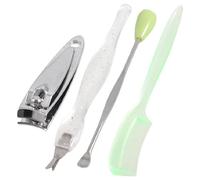 Ruilogod Lady Light Green Peine Nail Clipper Earpick Cuticle Trimmer 4 en 1 Set de herramientas de belleza