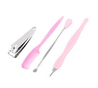 Ruilogod Lady Pink Cyebrow Cepille Nail Clipper Earpick Cuticle Trimmer 4 en 1 Herramienta de belleza