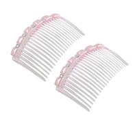 Ruilogod Lady Rhinestone Square Imatit Pearls Decor Pink Plástico Pein Peine Clip 2 PCS