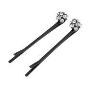 Ruilogod Lady Rhinestones Ball Design Black Hair Barrette Bar Metal Bobby Pin Clip 2 unids (id:43 e79 a7 708 a0c