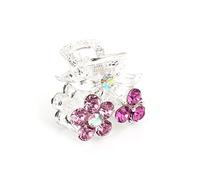 Ruilogod Lady Silver Tone Rhinestone Inlaid Pink Flower Design Hair Claw Clips(id:00 3b5 54 797 8b4