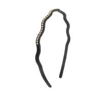 Ruilogod Luz rosada rhinestones brillante decoración negro plástico ondulado hairband para dama