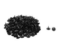 Ruilogod Metal Hogar Redondo Cap Thumb Tack Clavo Decoración Pushpin 9 x 9 mm 200pcs negro