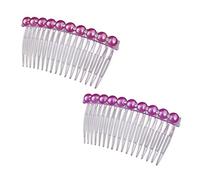 Ruilogod MUCHACHA IMITACIÓN PERLA DE RHINESTONE Decoración 17 Dientes Peinado Peine Poner Púrpura Púrpura 2pcs (id: 014 972 87d d75 43b