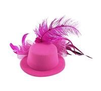 Ruilogod Mujer Bowtie Net Pluma Fiesta Pelo Clip Mini Top Sombrero Rosa (id:7c 3d7 7a ff6 31b